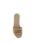Fendi Beige Calf Leather Bos Taurus Flat Sandals