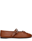 Miu Miu Brown Leather Ballet Flats