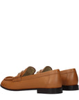 Miu Miu Brown Leather Slip-On Loafers