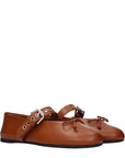 Miu Miu Brown Leather Ballet Flats