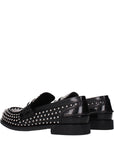 Miu Miu Black Leather Slip-On Loafers