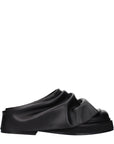 The Attico Black Leather Slippers