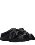 The Attico Black Leather Slippers