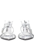The Attico Gray Leather Stiletto Heel Sandals