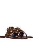 Valentino Garavani Brown Leather Flip-Flop Sandals