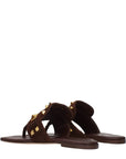 Valentino Garavani Brown Leather Flip-Flop Sandals