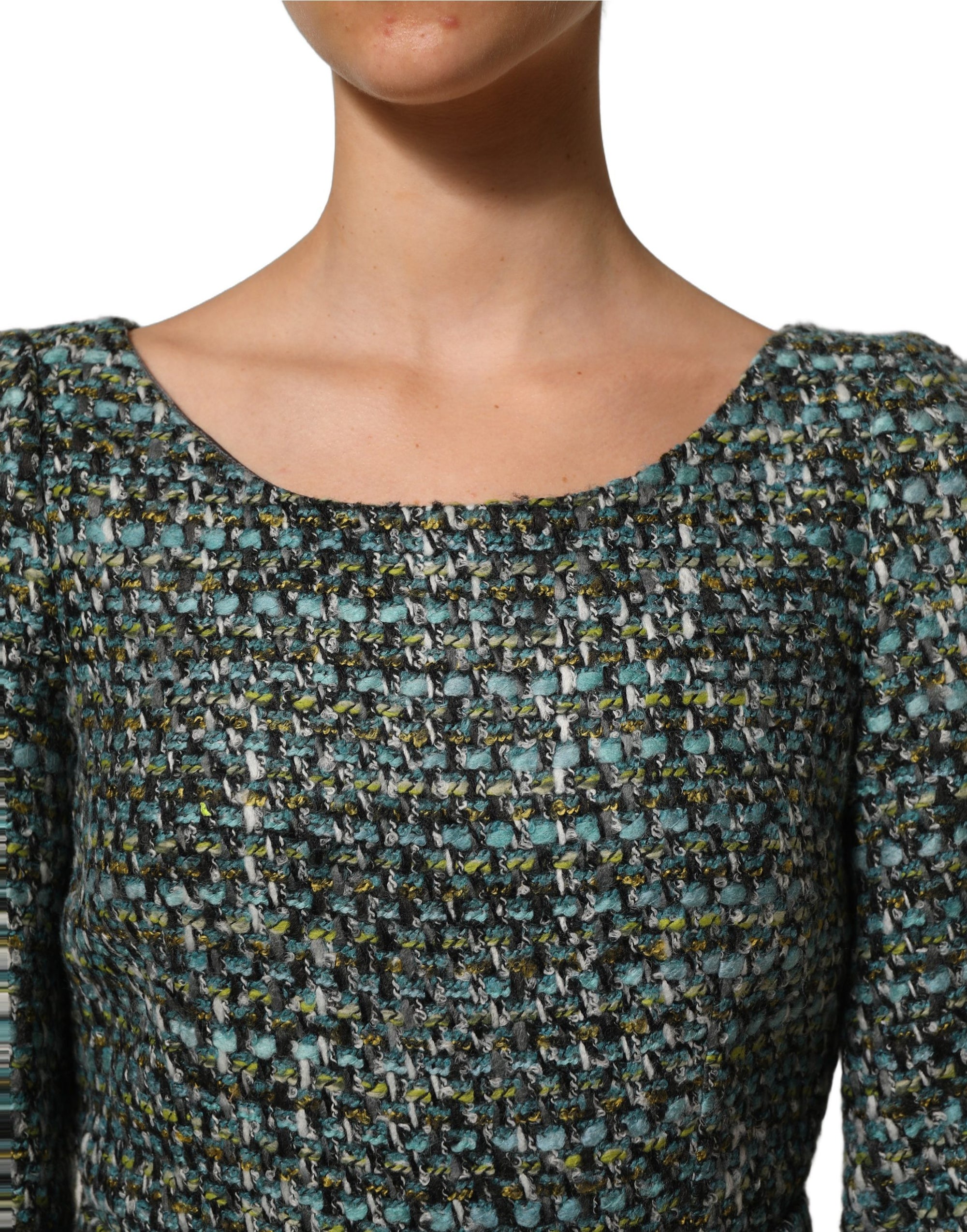 Dolce &amp; Gabbana Multicolor Tweed Belted Babydoll Mini Dress