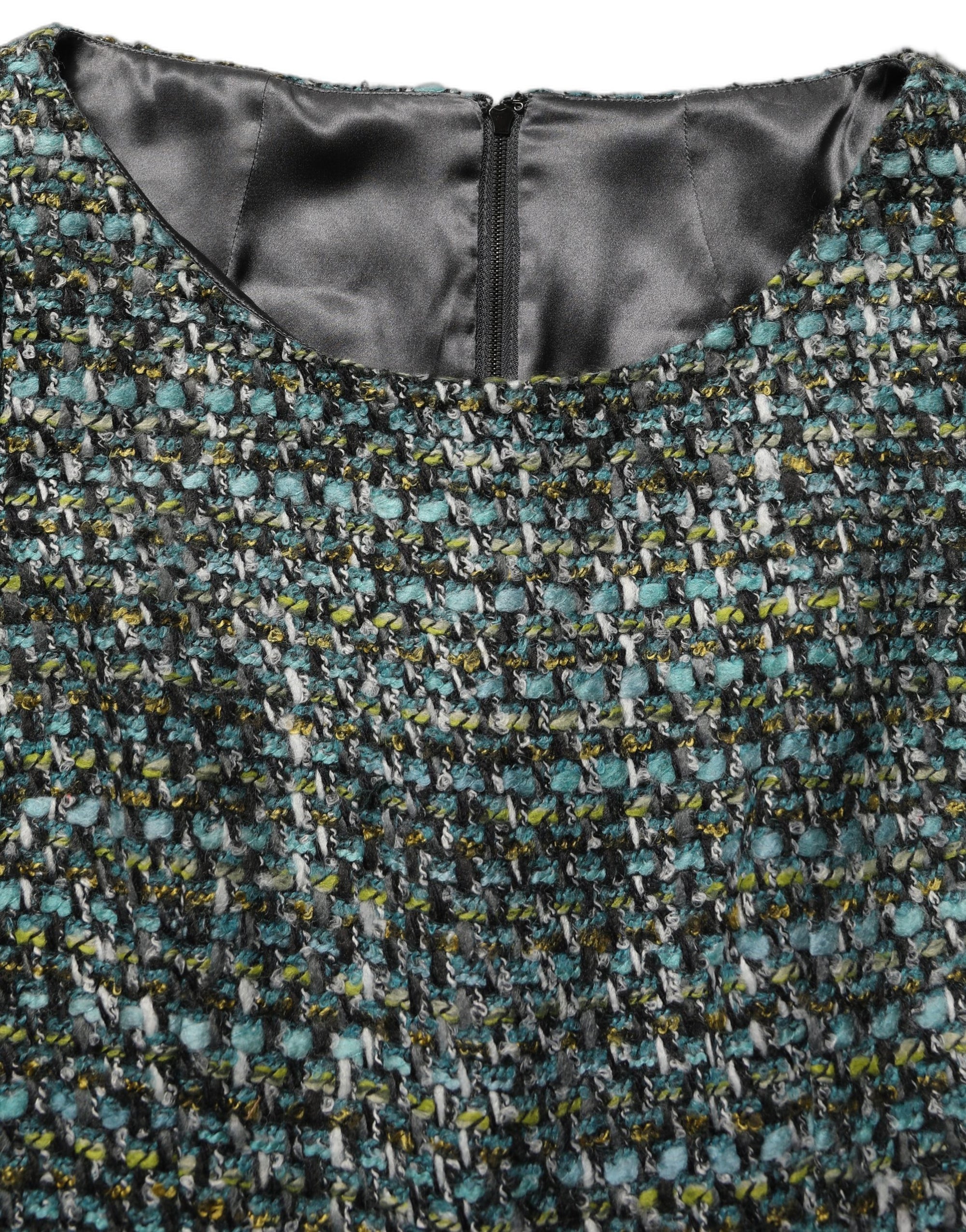 Dolce &amp; Gabbana Multicolor Tweed Belted Babydoll Mini Dress