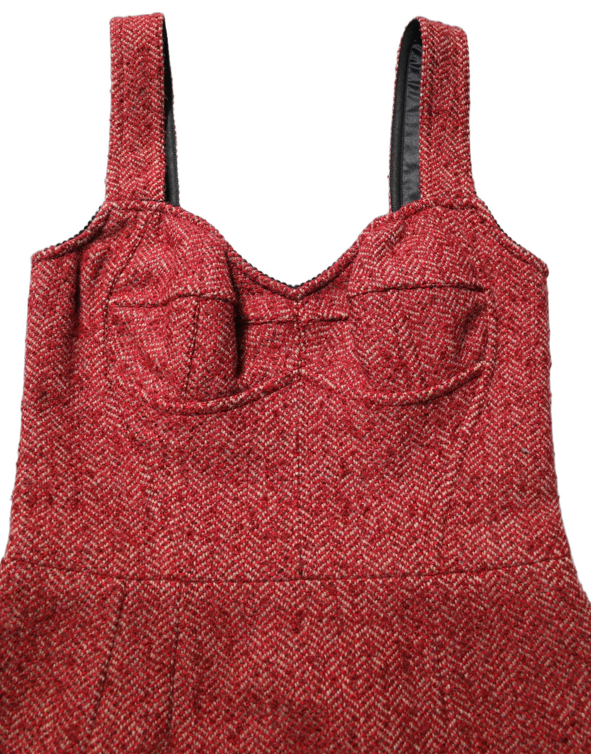 Dolce &amp; Gabbana Multicolor Tweed Belted Babydoll Mini Dress