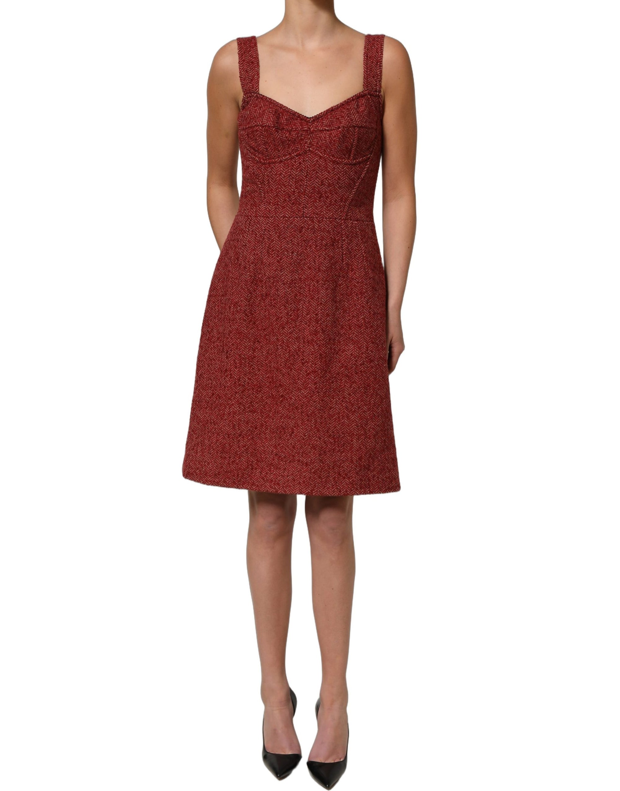 Dolce &amp; Gabbana Multicolor Tweed Belted Babydoll Mini Dress