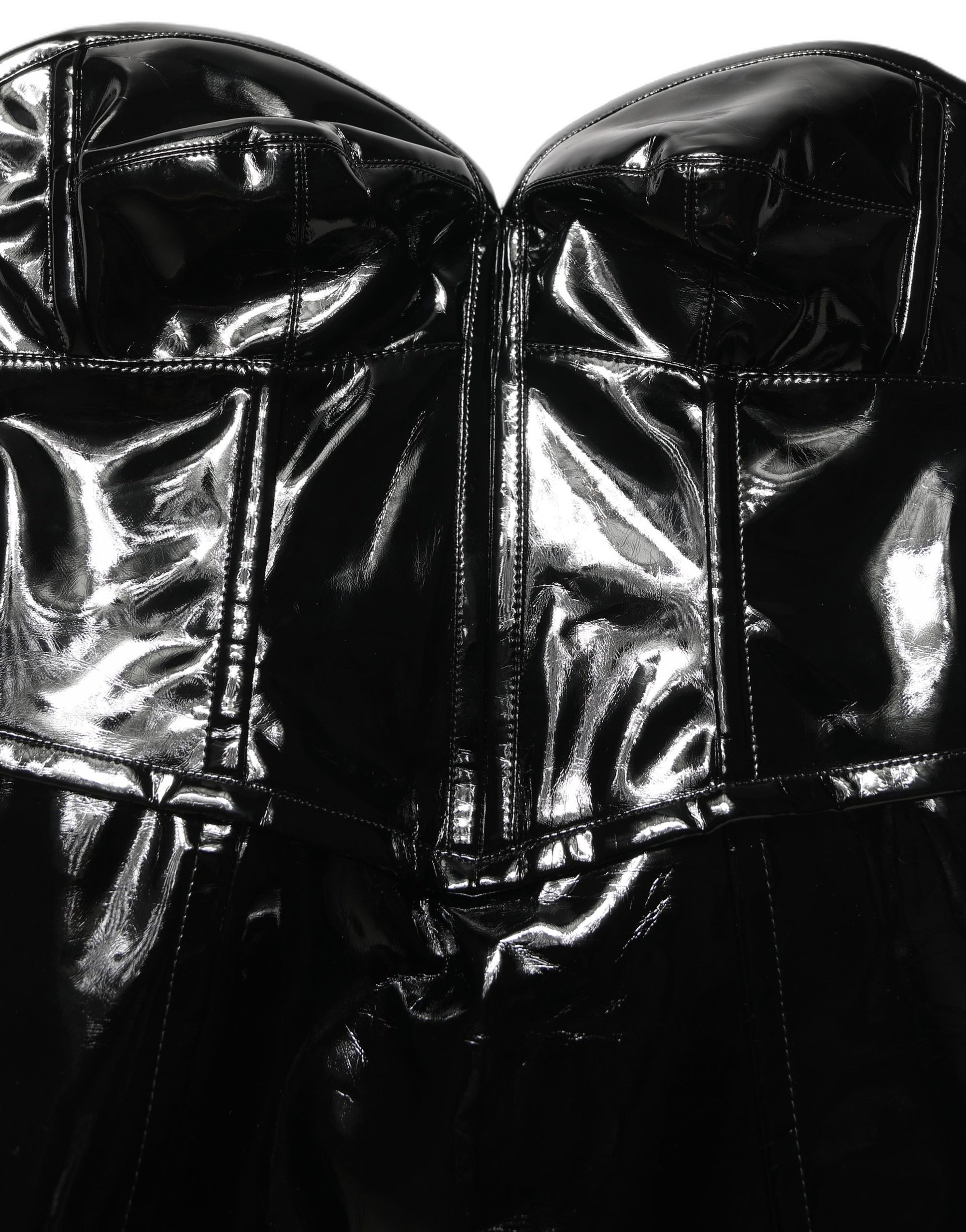 Dolce &amp; Gabbana Black Patent Leather Corset Style Mini Dress