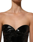 Dolce & Gabbana Black Patent Leather Corset Style Mini Dress
