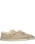 Prada Beige Leather Slip-On Loafers