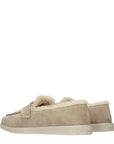 Prada Beige Leather Slip-On Loafers