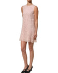 Dolce & Gabbana Pink Cotton Floral Lace Sleeveless Mini Dress