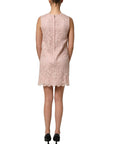 Dolce & Gabbana Pink Cotton Floral Lace Sleeveless Mini Dress