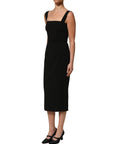 Dolce & Gabbana Black Viscose Stretch Sheath Midi Dress