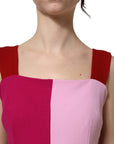 Dolce & Gabbana Two Tone Pink Wool Sleeveless Midi Dress