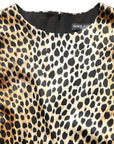Dolce & Gabbana Brown Ocelot Print Long Sleeve Mini Dress