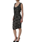 Dolce & Gabbana Black White Floral Lace Sleeveless Midi Dress