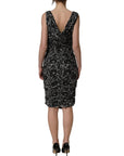 Dolce & Gabbana Black White Floral Lace Sleeveless Midi Dress