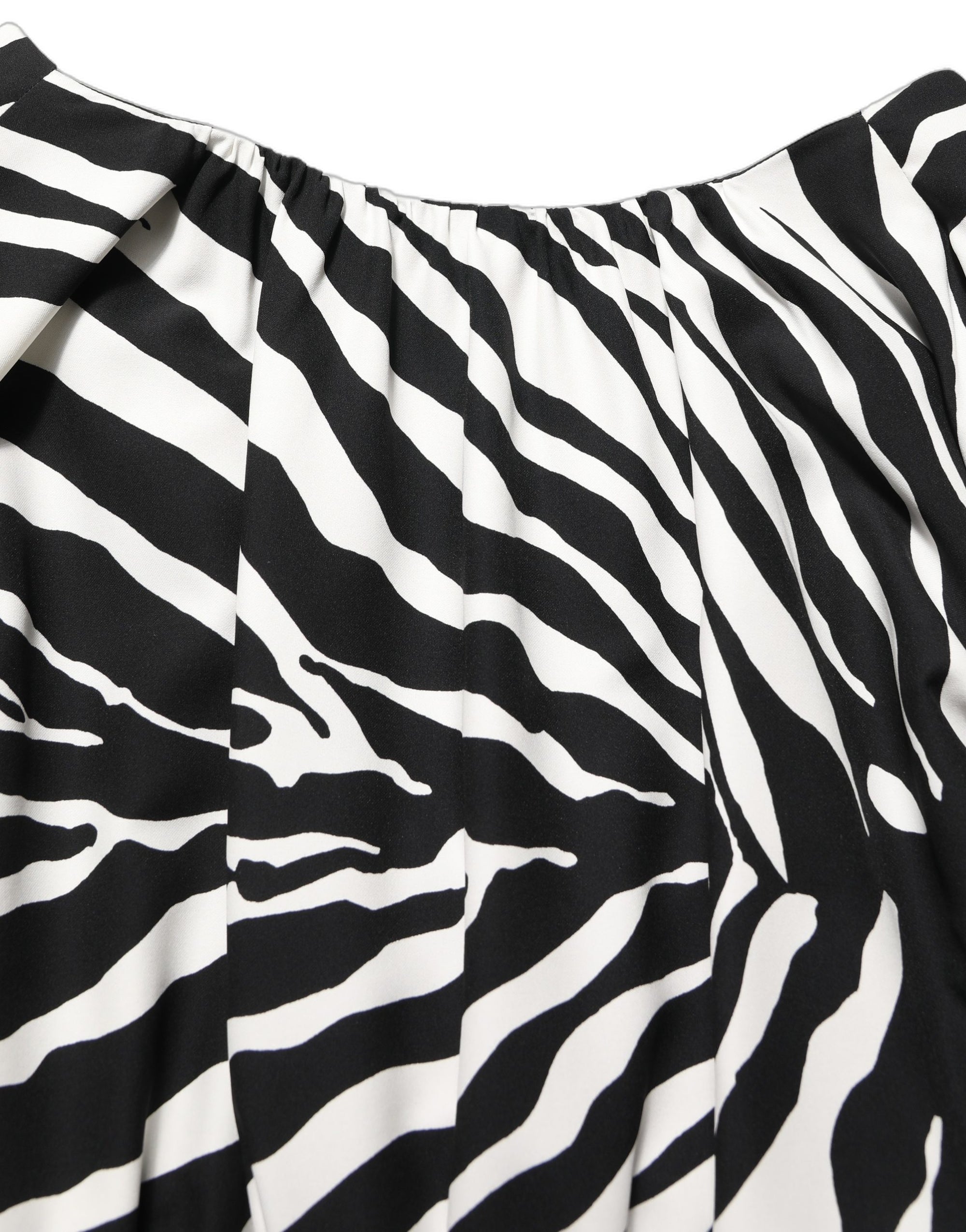 Dolce &amp; Gabbana Black White Zebra Ruched Silk Mini Dress