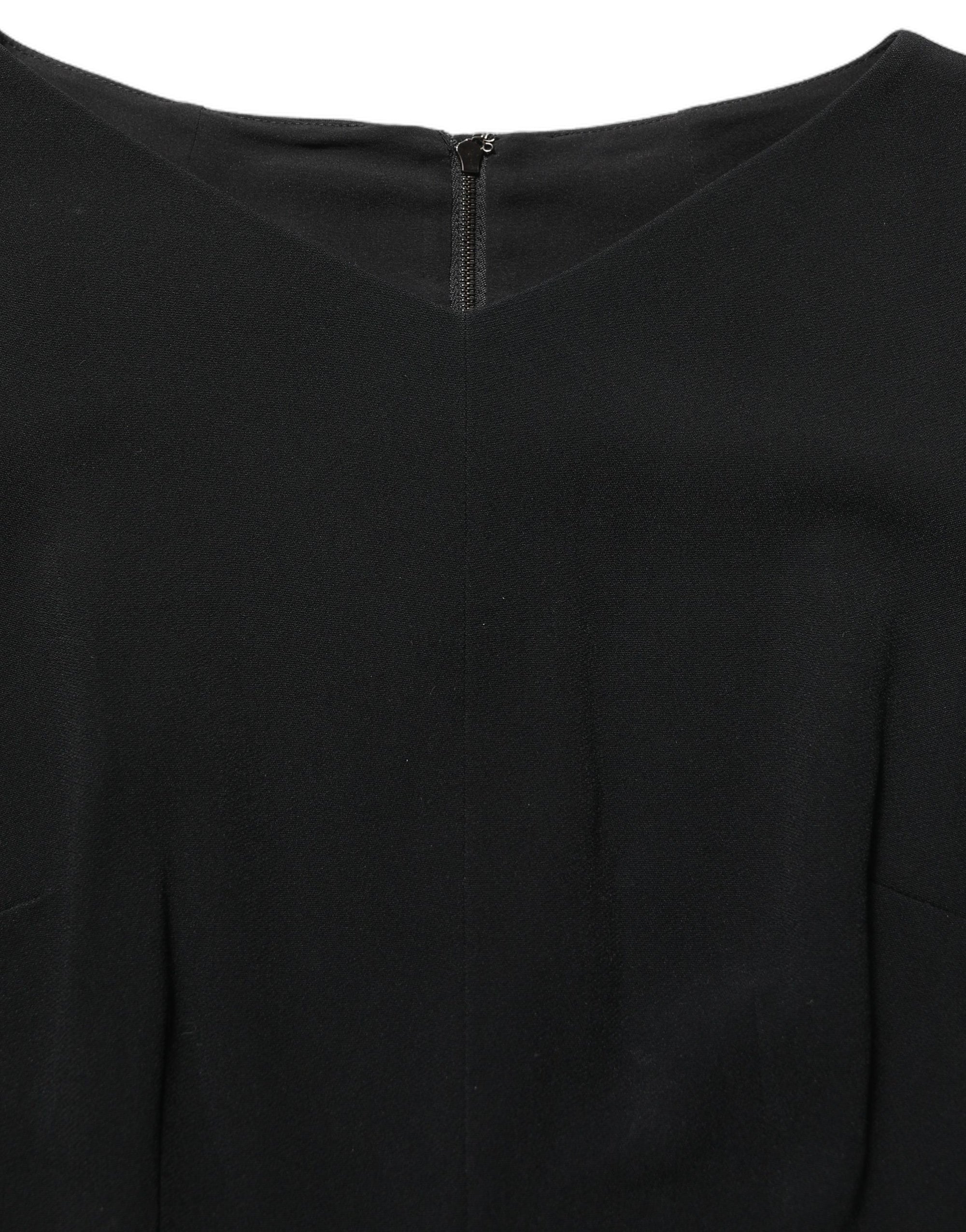 Dolce &amp; Gabbana Black Viscose Short Sleeve A-line Midi Dress