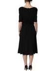 Dolce & Gabbana Black Viscose Short Sleeve A-line Midi Dress