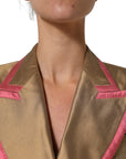 Dolce & Gabbana Gold Silk Double Breasted Coat Blazer Jacket