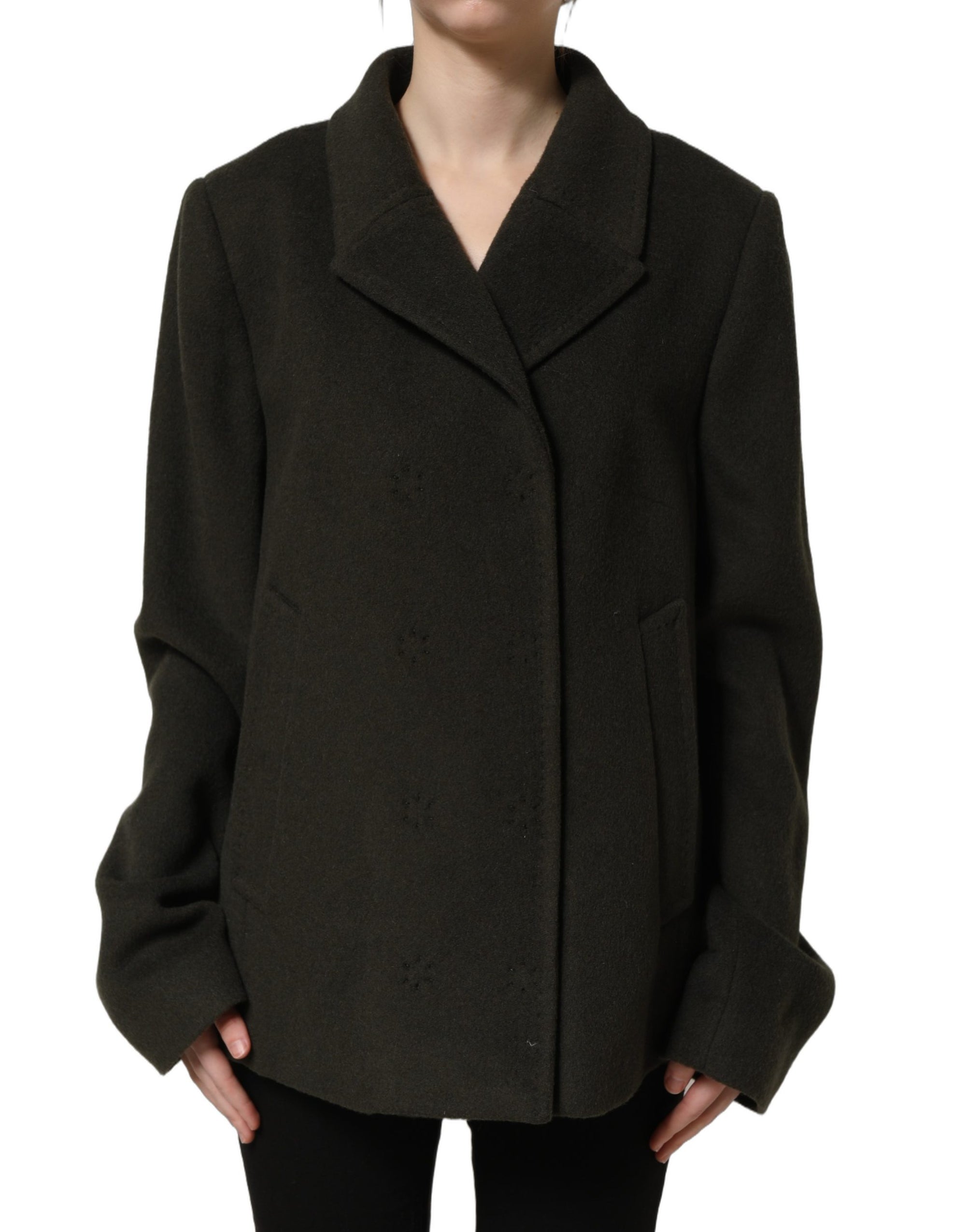 Dolce &amp; Gabbana Dark Green Double Breasted Peacoat Jacket