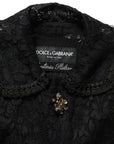 Dolce & Gabbana Black Embellished Guipure Lace Coat Jacket