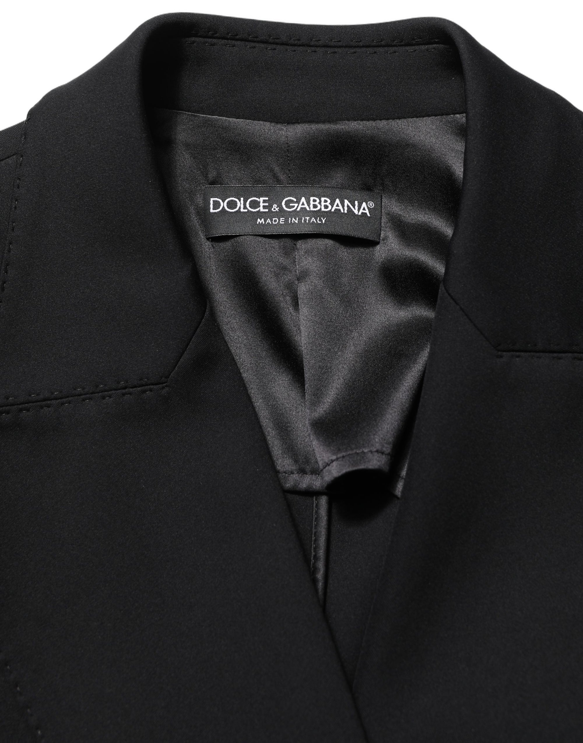 Dolce &amp; Gabbana Black Double Breasted Crepe Blazer Jacket