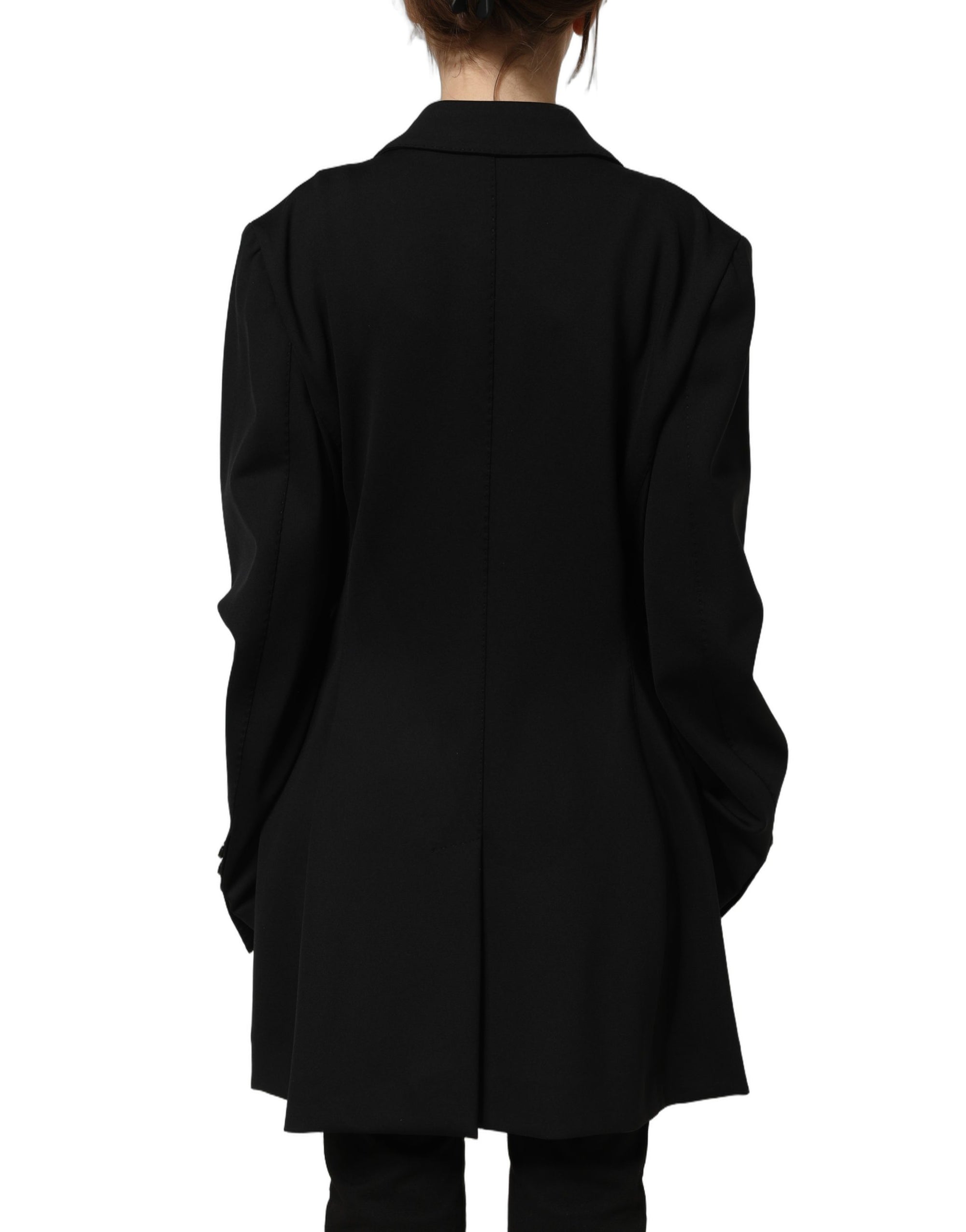 Dolce &amp; Gabbana Black Double Breasted Crepe Blazer Jacket