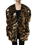 Dolce & Gabbana Black Gold Sequin Tiger Stripe Blazer Jacket