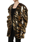 Dolce & Gabbana Black Gold Sequin Tiger Stripe Blazer Jacket