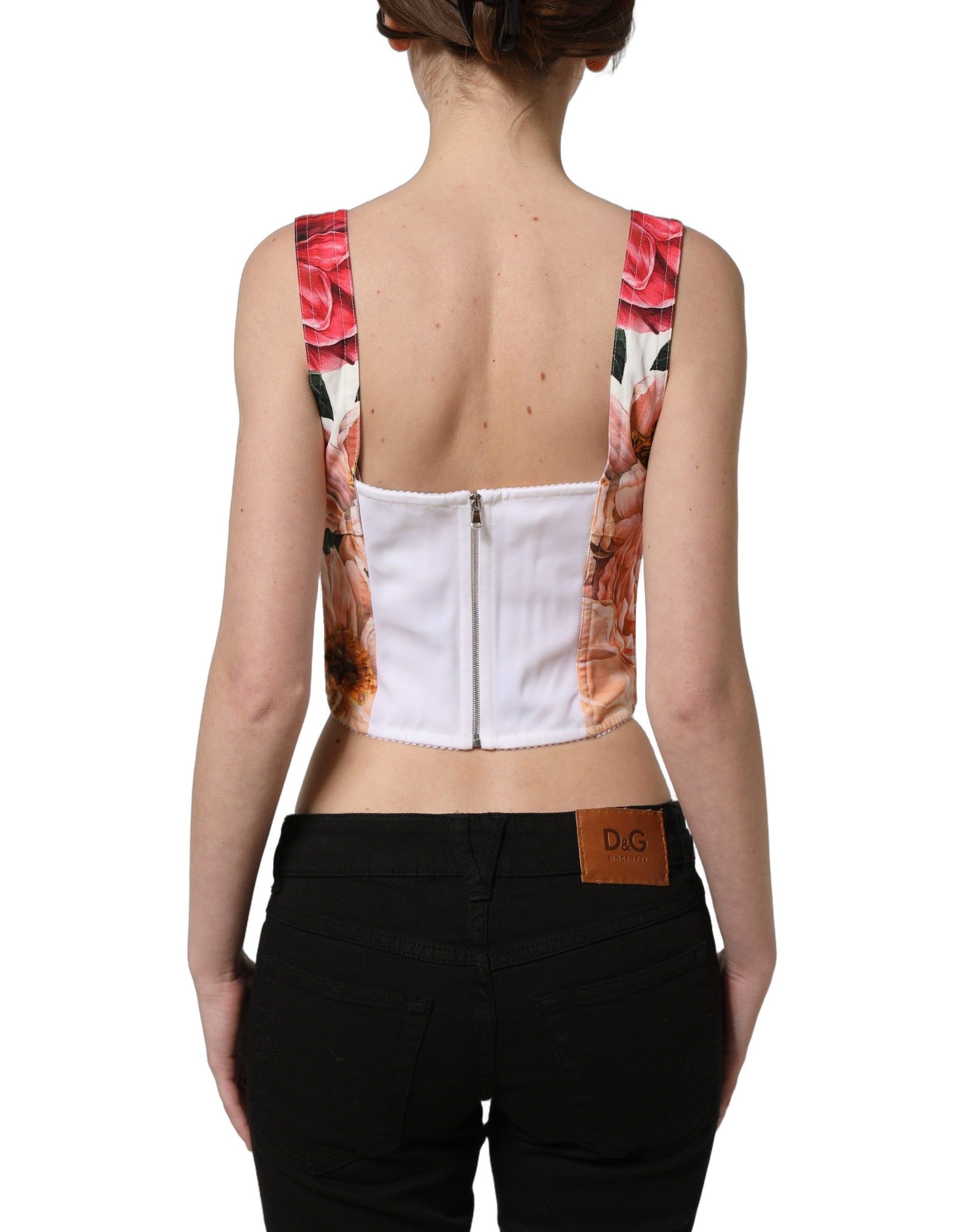 Dolce &amp; Gabbana Multicolor Floral Cropped Bustier Tank Top