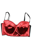 Dolce & Gabbana Red Polyester Satin Bustier Cropped Tank Top