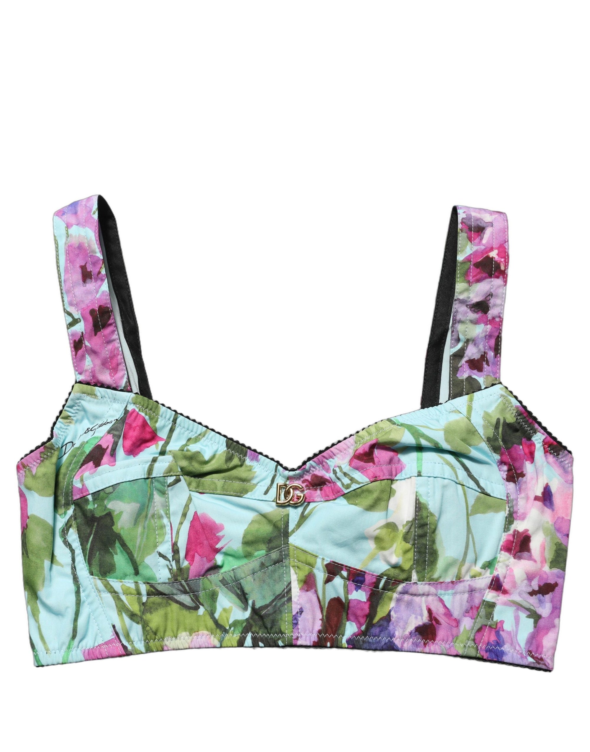 Dolce &amp; Gabbana Multicolor Floral Cropped Bustier Tank Top