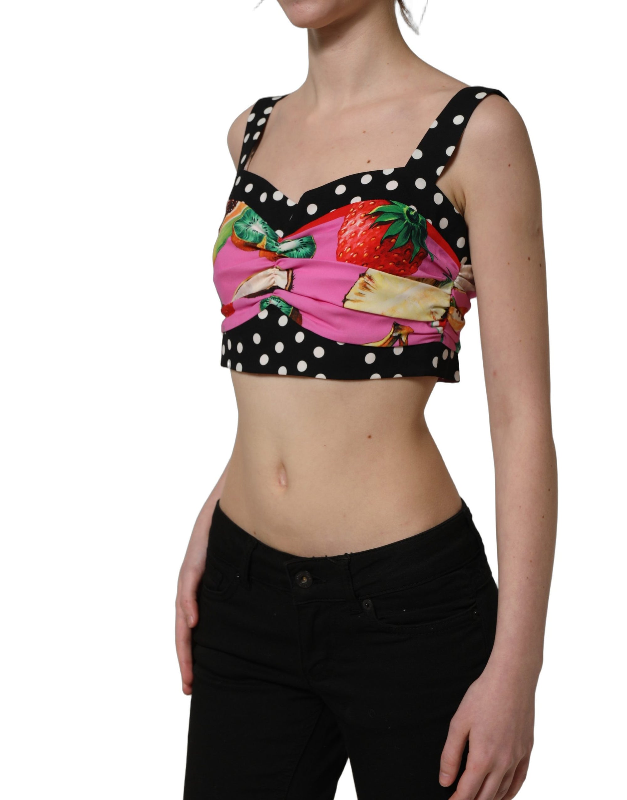 Dolce &amp; Gabbana Multicolor Silk Cropped Bustier Corset Top