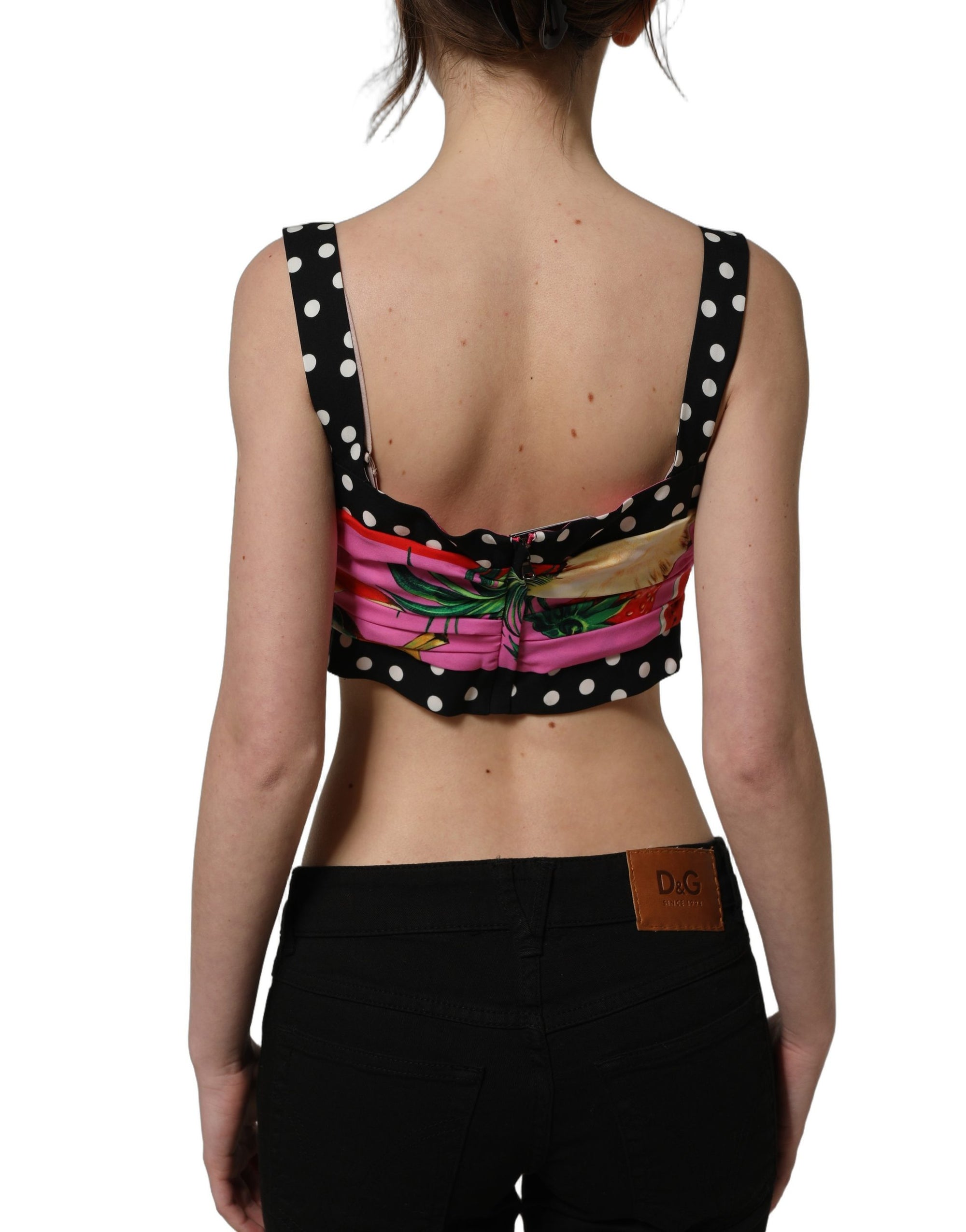Dolce &amp; Gabbana Multicolor Silk Cropped Bustier Corset Top
