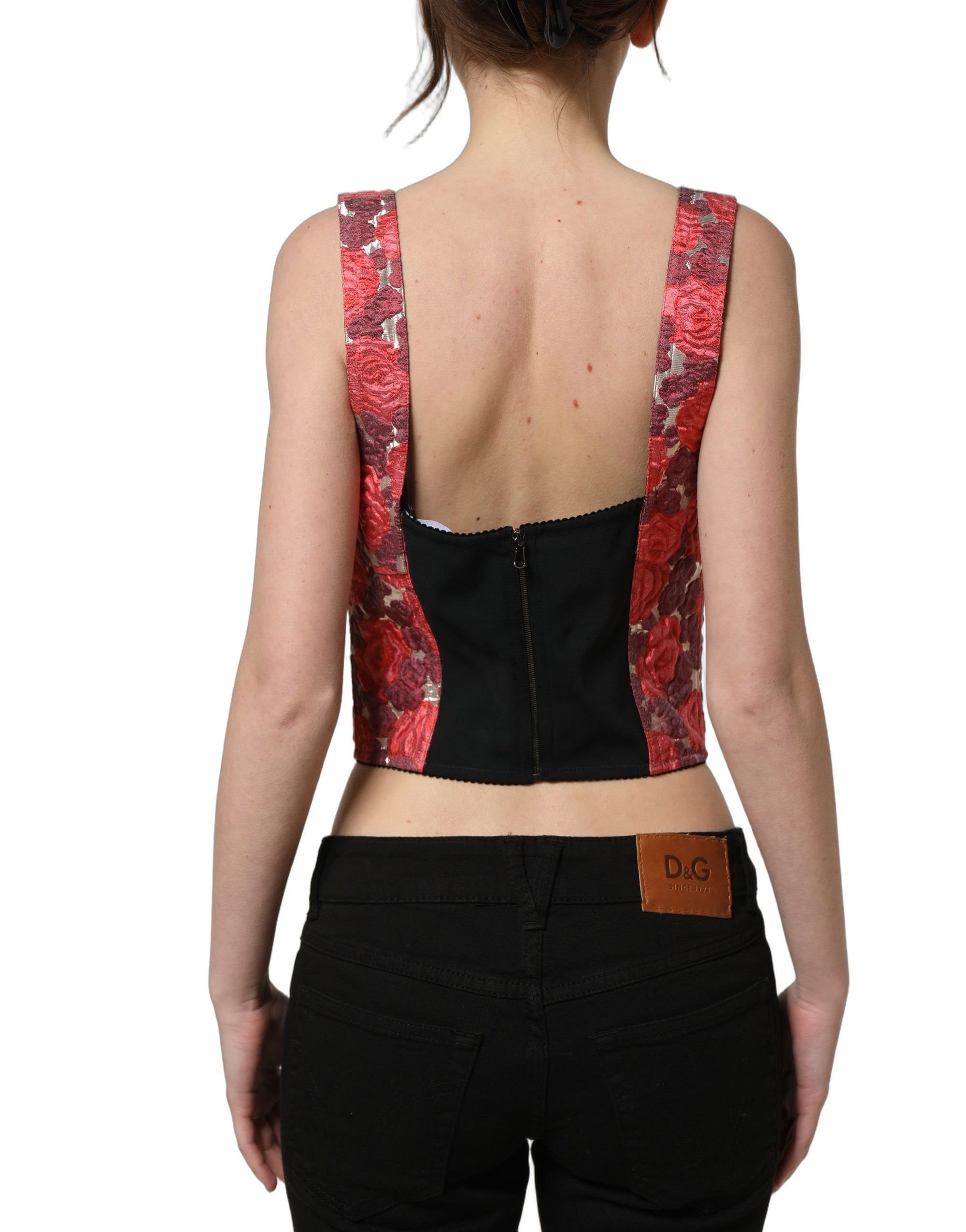 Dolce &amp; Gabbana Multicolor Floral Cropped Bustier Tank Top
