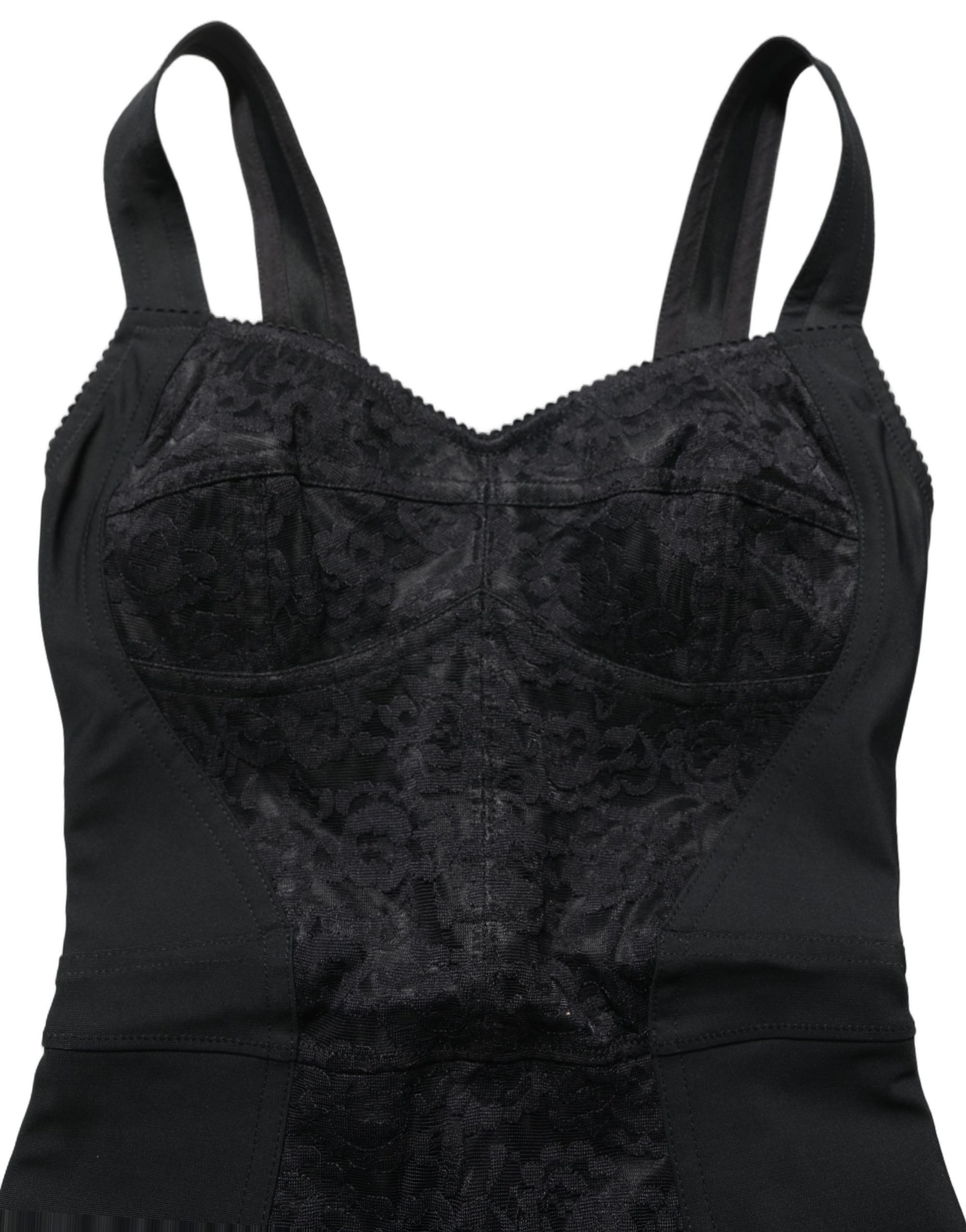 Dolce &amp; Gabbana Black Floral Lace Corset Bodycon Bodysuit