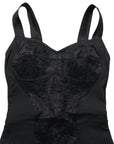 Dolce & Gabbana Black Floral Lace Corset Bodycon Bodysuit