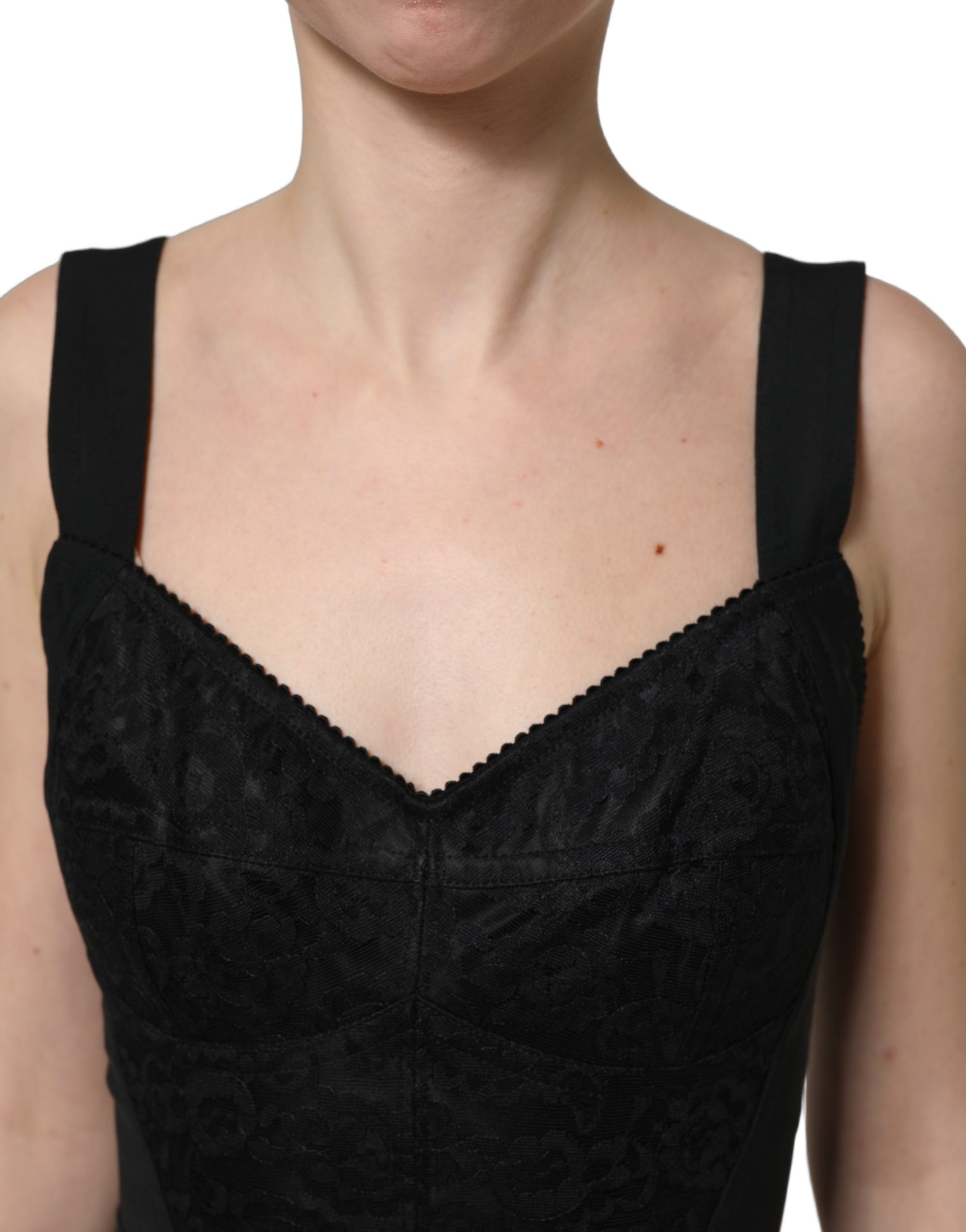 Dolce &amp; Gabbana Black Floral Lace Corset Bodycon Bodysuit