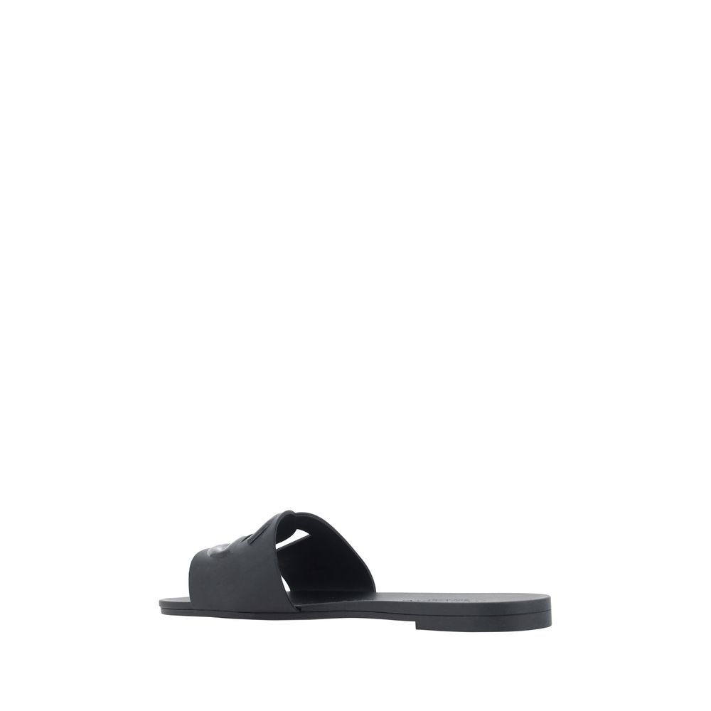 Dolce &amp; Gabbana Black Rubber Flat Sandals