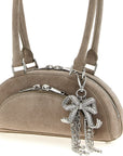 Self-Portrait Gray Lamb Leather Shoulder Bag