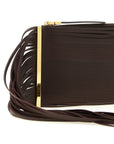 Elisabetta Franchi Brown Leather Clutch Bag