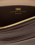Elisabetta Franchi Brown Leather Clutch Bag