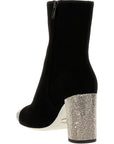 RENE CAOVILLA Black Leather Ankle Boots