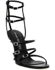 Alexander McQueen Black Lambskin Stiletto Heel Sandals